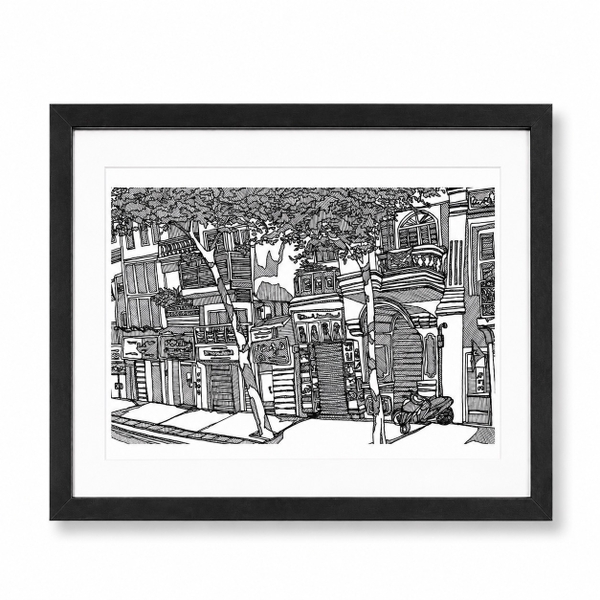LINE STUDY STUDIO - 'Street Scene' Framed Art Print