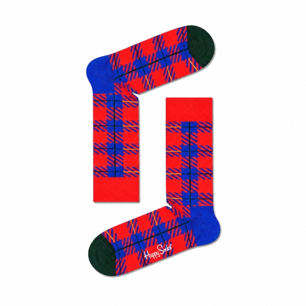 CHRISTMAS - 'Red & Navy Tartan' Holiday Crew Socks