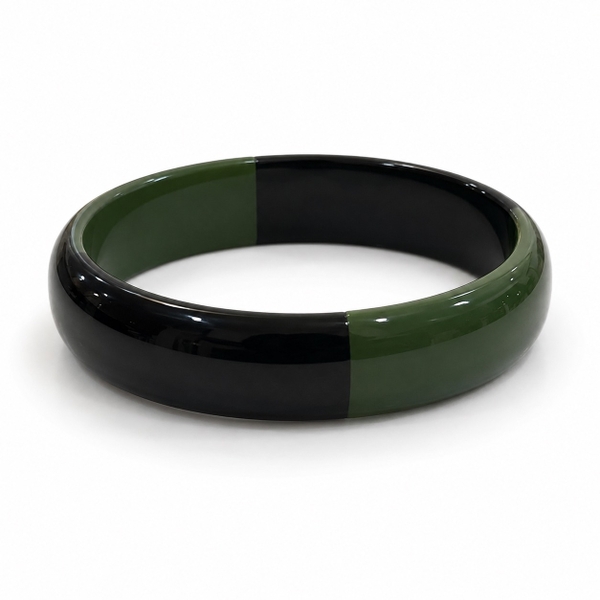 AZIET -  Buffalo Horn & Lacquer Medium Flat Bracelet in Dark Green