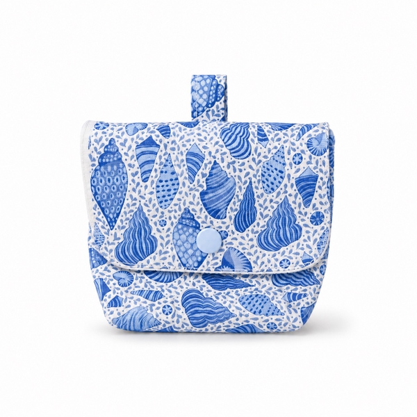 RUNG HANDMADE - 'Blue Seashell' Wallet Keychain With Flap