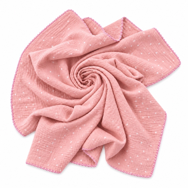 KID & BABY - Muslin Blanket in Pink Polka Dot