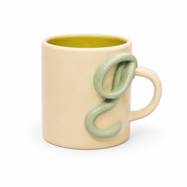 MEOW POTTERY - Ceramic Mug With     Pistachio Bow Handle