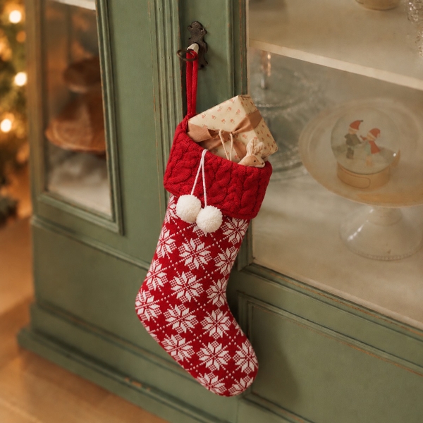 CHRISTMAS - Large Wool Stocking in Snowflake