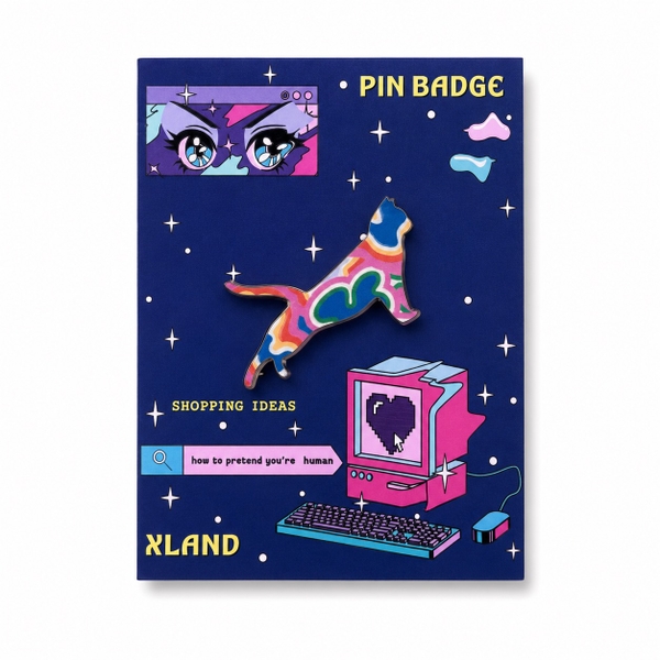 XLAND - ‘Stretching Cat in Rainbow’ Mini Pin