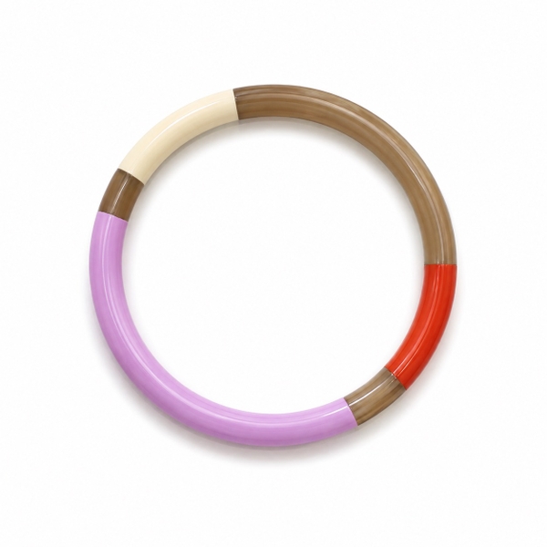 AZIET -  Buffalo Horn & Lacquer Round Bracelet in Lilac & Red
