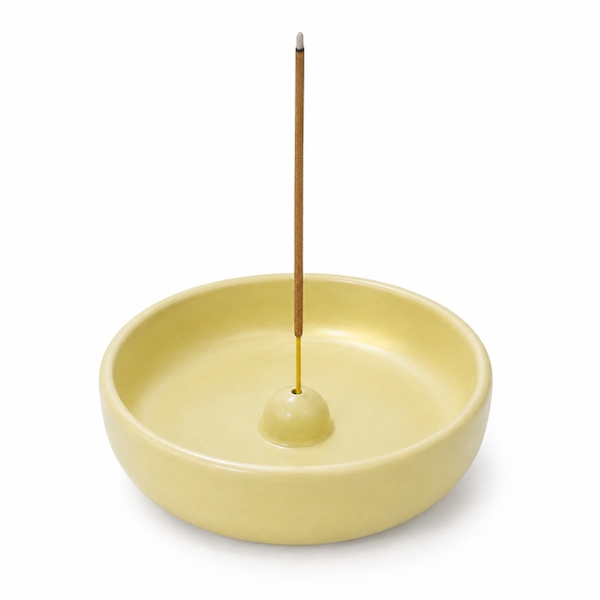 BAT TRANG - Ceramic Round Incense Holder in Avocado
