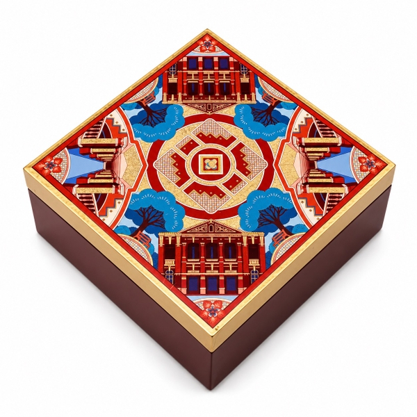 LA'ARTISAN - 'Quốc Học Huế / The Graceful National High School Of Hue' Gold Plated Lacquer Box