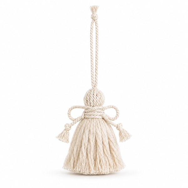 Macrame Christmas Ornament - Tassel in White