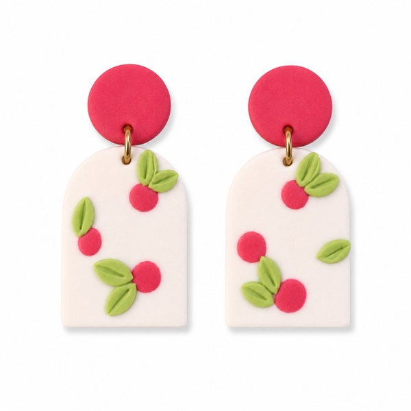 COLORFUL ZONE - Clay Earrings With Fruity Pattern