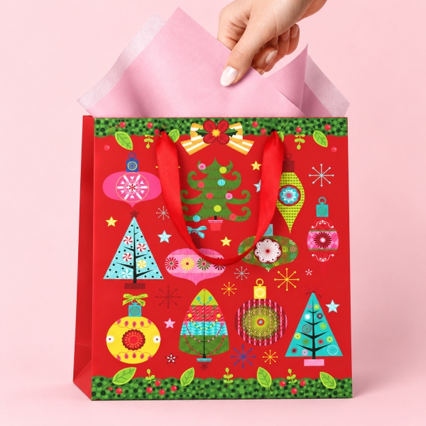 CHRISTMAS - 'Pine Tree & Bauble' Paper Gift Bag