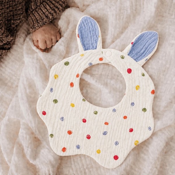 KID & BABY - Muslin Bunny Bib in Colorful Dot