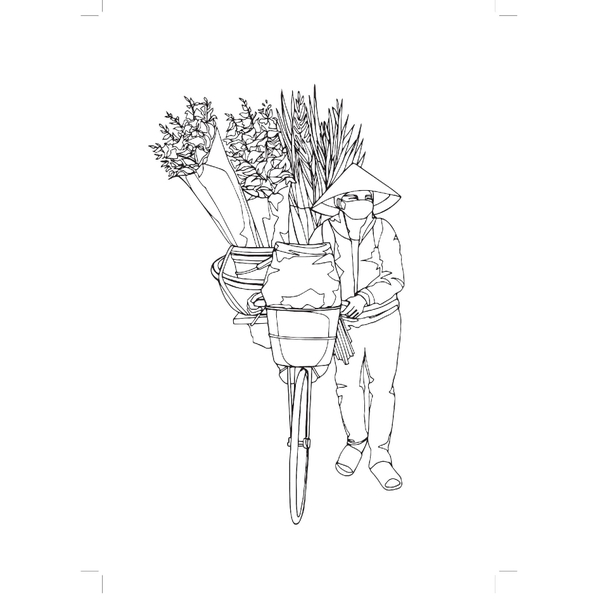 FRAMED 'Flower Seller B&W' Print by Line Study Studio
