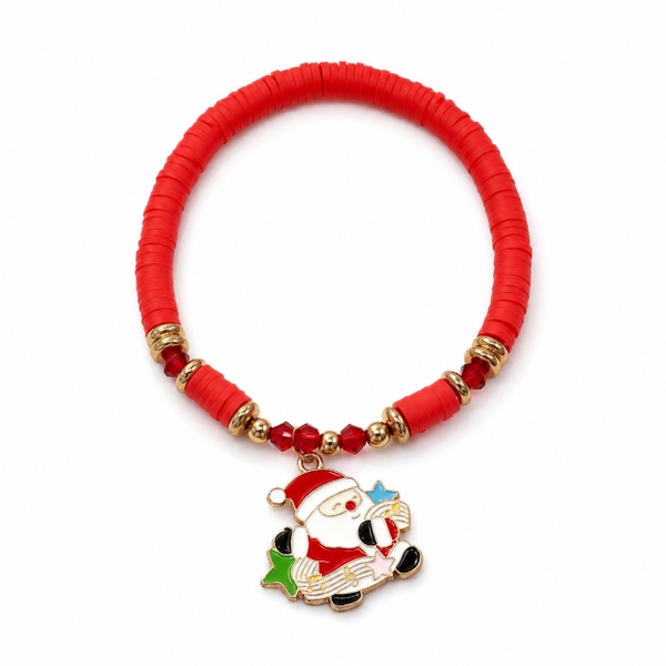 ELI & LOU - Bead Bracelet In Red With Santa Charm