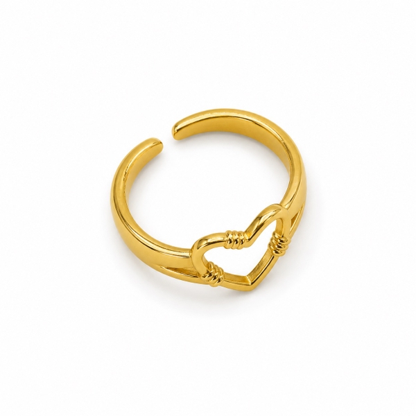 MIALIE - 18K Gold Plated Hollow Heart Ring