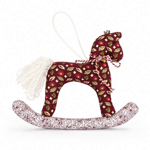 RUNG HANDMADE - 'Floral in Plum' Fabric Rocking Horse Charm