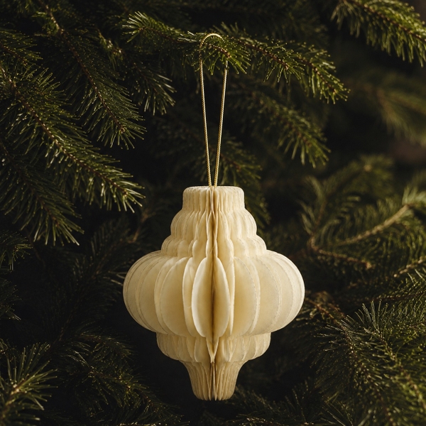 CHRISTMAS - Paper Ornament in Ivory Tiered Lantern