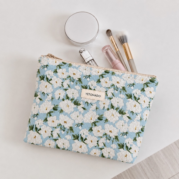 MAKE UP PURSE - Jasmin Flower in Blue