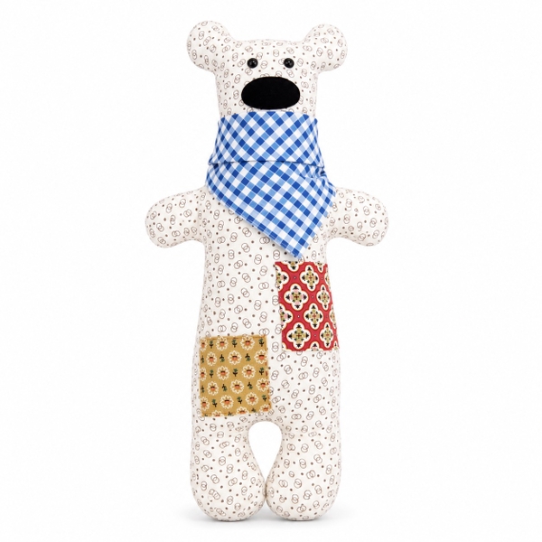 RUNG HANDMADE - Bob Bear in Two Circles Pattern With Blue Scarf