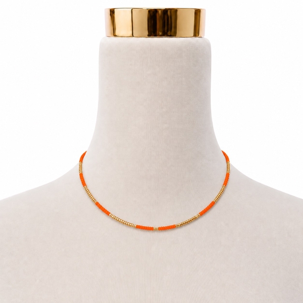 HUMANITY HANOI -  Orange & 24K Gold Plated Bead Necklace