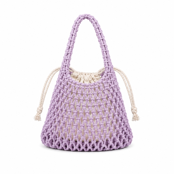 Mini Macrame Hand Bag in Lilac