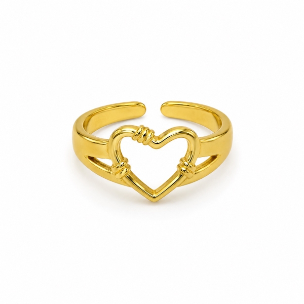 MIALIE - 18K Gold Plated Hollow Heart Ring