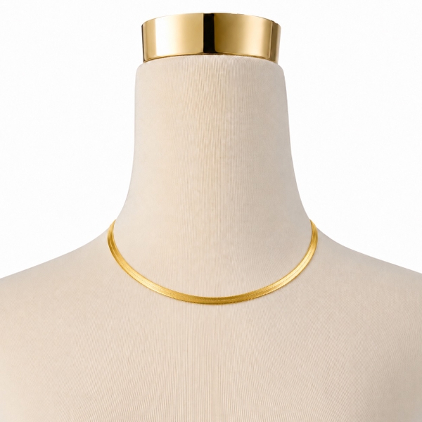 MIALIE - 18K Gold Plated Classic Herringbone Necklace