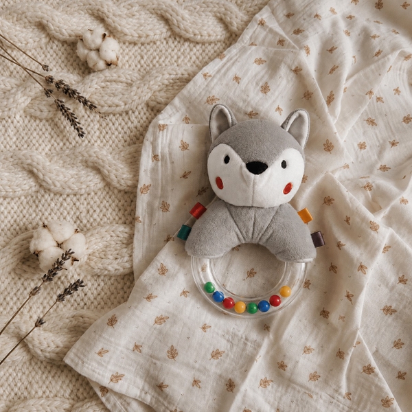 KID & BABY - Cotton Rattle in Fox With Colorful Ball