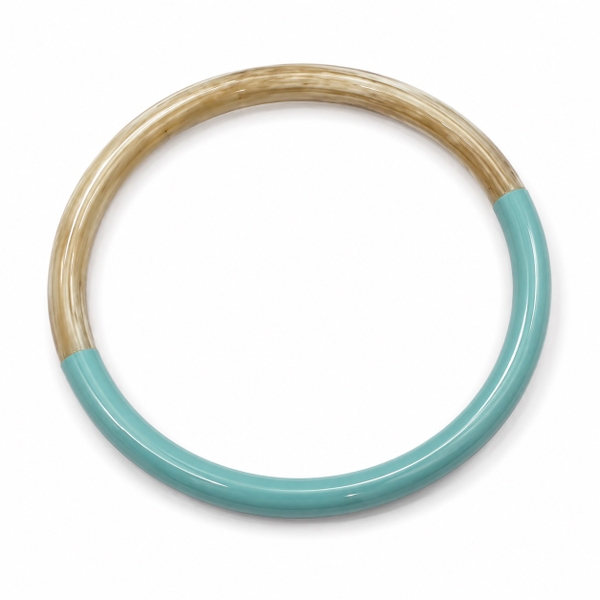 AZIET -  Buffalo Horn & Lacquer Round Bracelet in Baby Blue