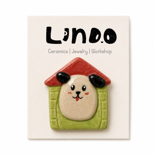 LINDO CRAFTS - Dog House Ceramic Magnet