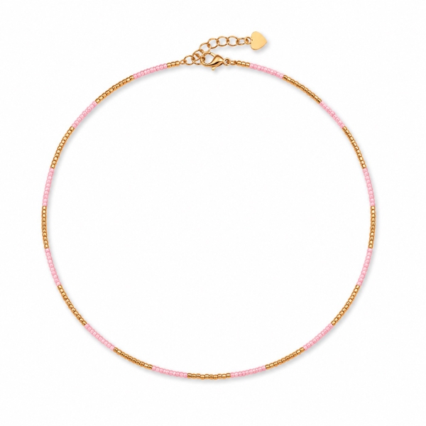 HUMANITY HANOI -  Pink & 24K Gold Plated Bead Necklace