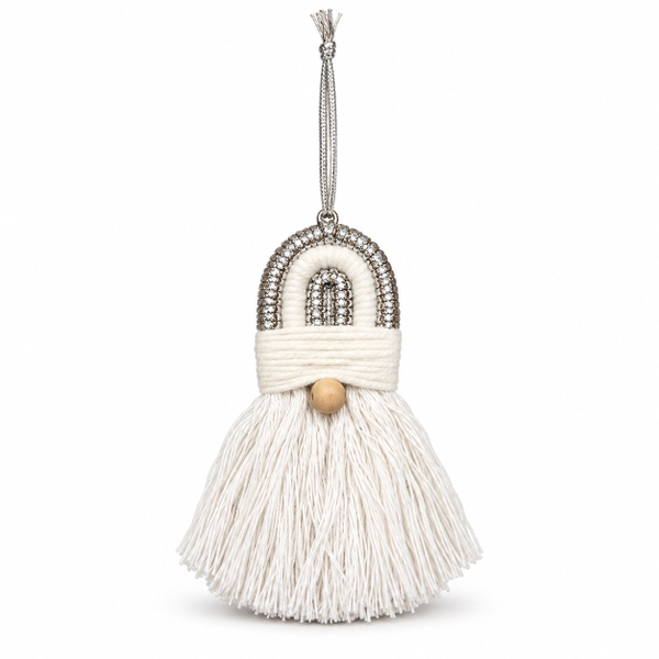 CHRISTMAS - Macrame Ornament in Silver Gnome