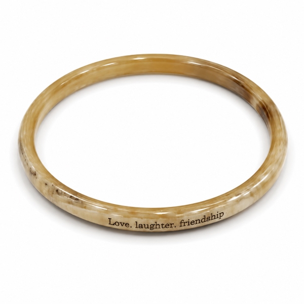 AZIET -  Buffalo Horn Quote Bangle ‘Love, Laughter, Friendship’