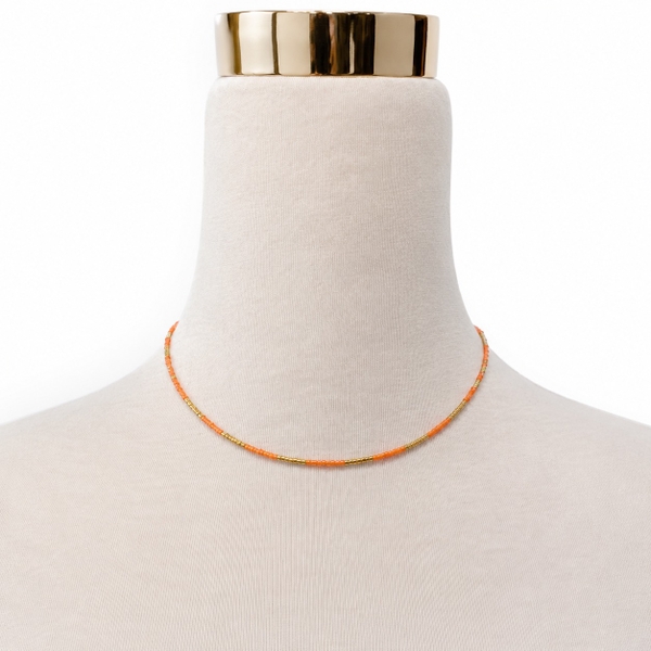 HUMANITY HANOI -  Peach & 24K Gold Plated Bead Necklace
