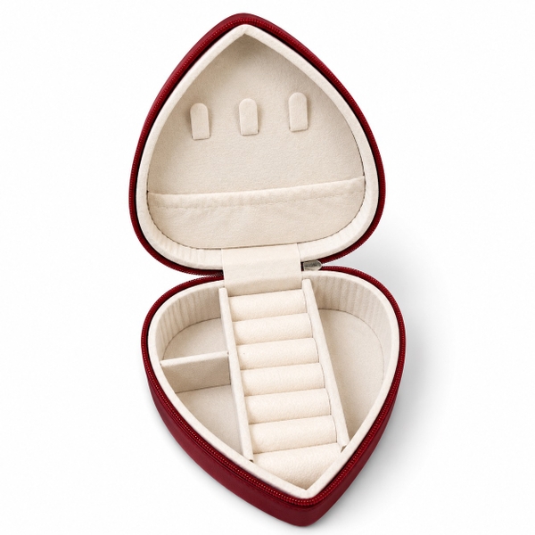 Heart Jewelry Box in Red With Gold Tweed