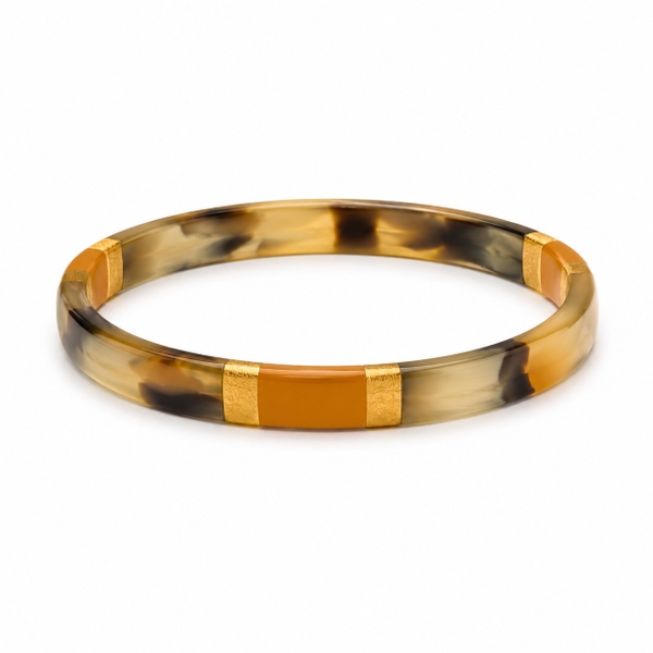 AZIET -  Buffalo Horn Small Flat Bracelet in Caramel & Gold