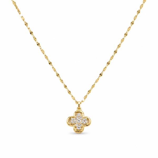 ROUGE - 18K Gold Plated Necklace With Sparkling Clover Pendant