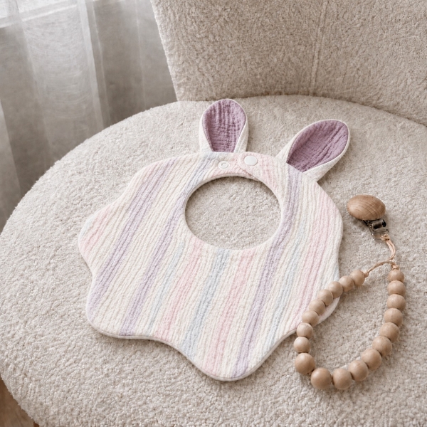 KID & BABY - Muslin Bunny Bib in Pastel Line