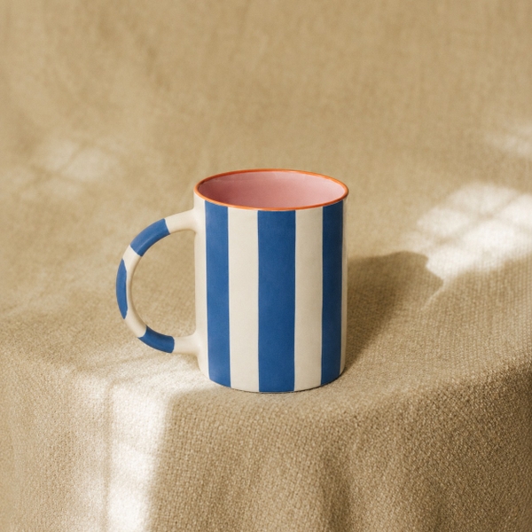 BÁT TRÀNG CERAMIC - Striped Mug in Navy