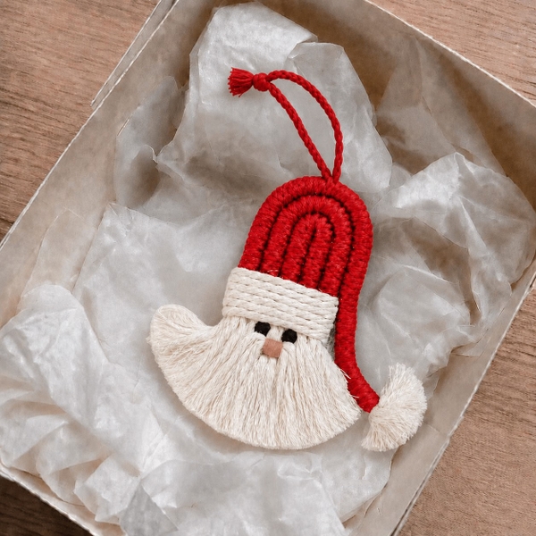 Macrame CHRISTMAS Ornament - Santa in Red