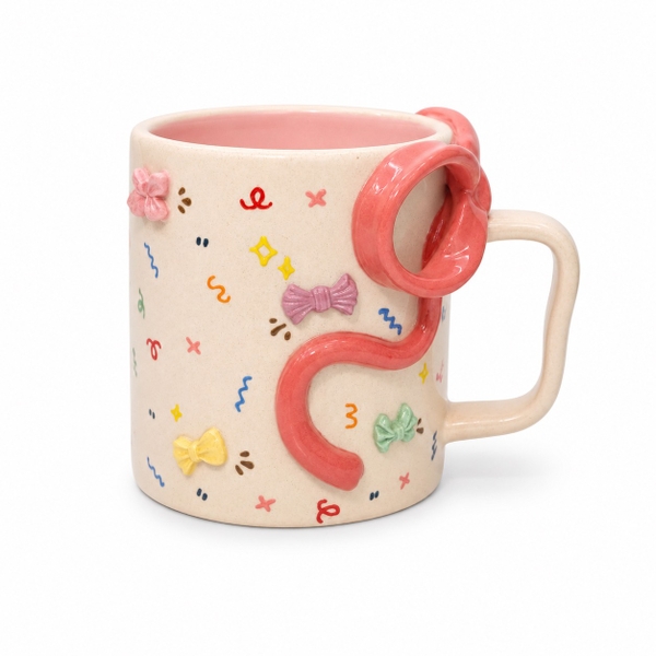 MEOW POTTERY - Ceramic Mug With Coral Bow Handle