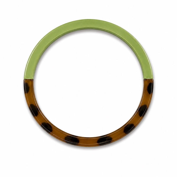 AZIET - Buffalo Horn & Lacquer Slim Bracelet in Lime & Leopard