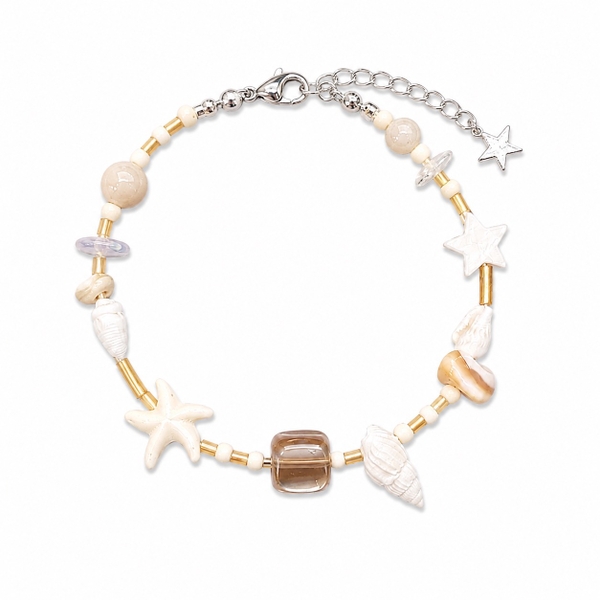 MERMAID - 'Sandy' Glass Bead & Natural Gemstone Bracelet