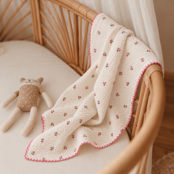 KID & BABY - Muslin Blanket in Tiny Tulip