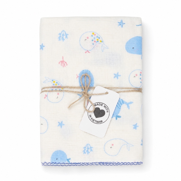 Muslin Blanket For Babies - Blue Whale
