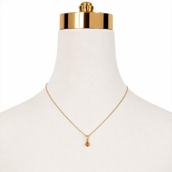 ROUGE - 18K Gold Plated Necklace With Amber Stone Pendant