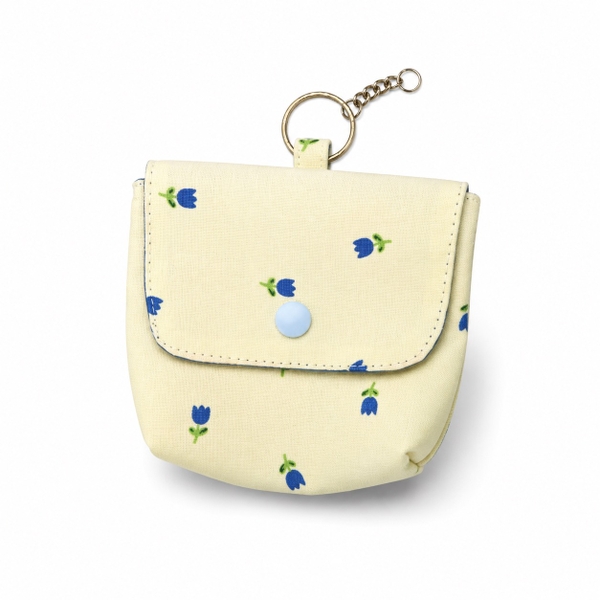 RUNG HANDMADE - 'Blue Tulip' Wallet Keychain With Flap