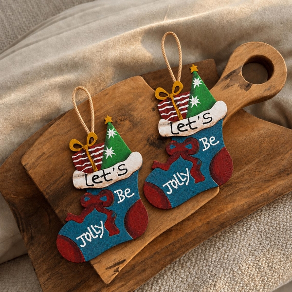 CHRISTMAS - Wood Ornament in Stocking
