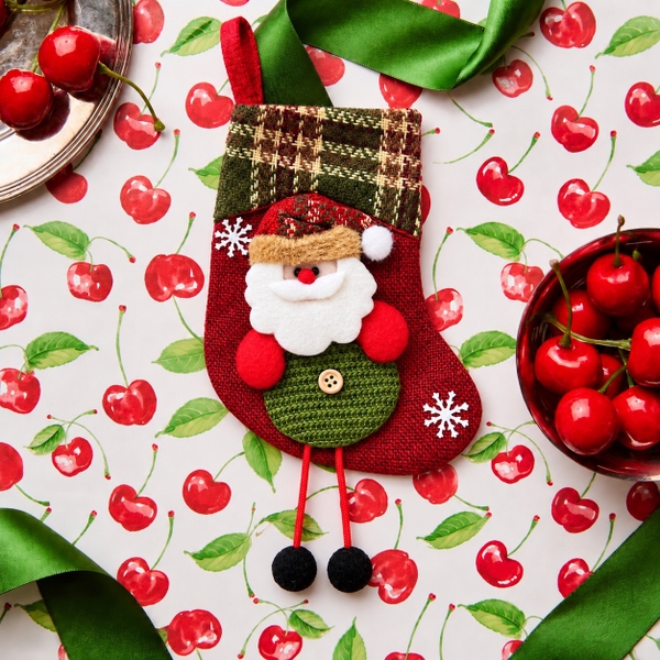 CHRISTMAS - Small Wool Stocking in Santa
