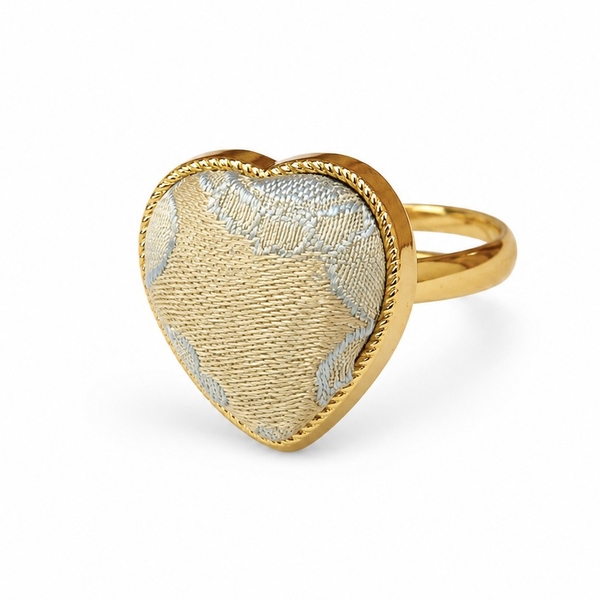 MỘC SAN - 16K Gold Plated & Silk Ring in Ivory Heart
