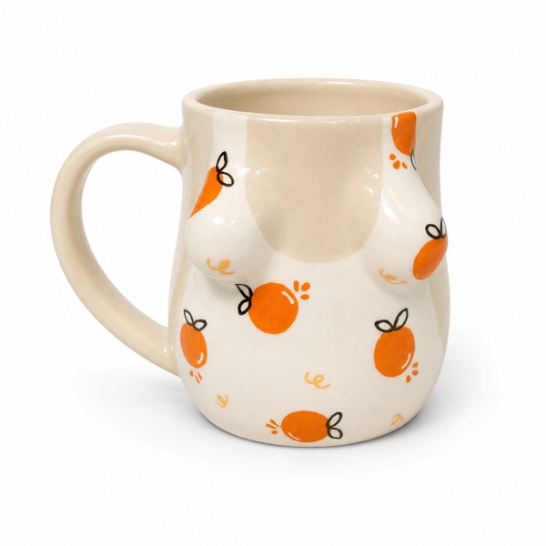 MEOW POTTERY - Monokini Mug in White With Orange
